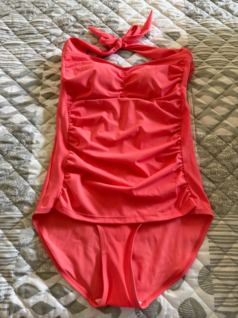 New Ruby Ribbon size 12 Coral Halter One-Piece Swimsuit